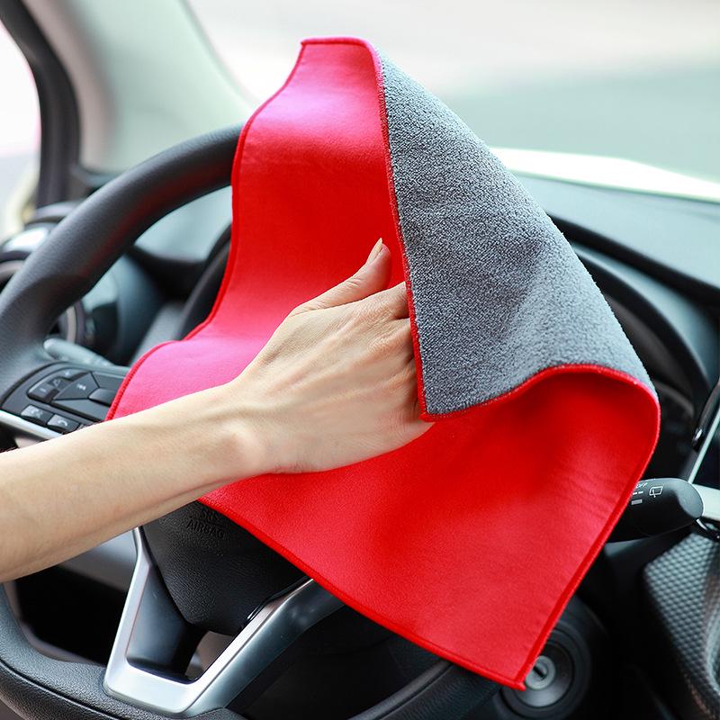 Double-Sided Suede Coral Fleece Car Cleaning Towel - Thick, Absorbent, Large Cloth for Car Washing