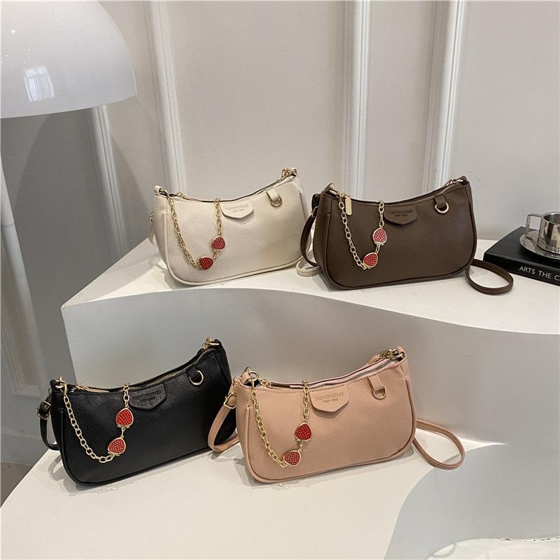New Lychee Pattern Women's Bags, Armpit Bags, Casual Fashion Chains, Portable Shoulder Bags, Retro Trendy Commuter Bags