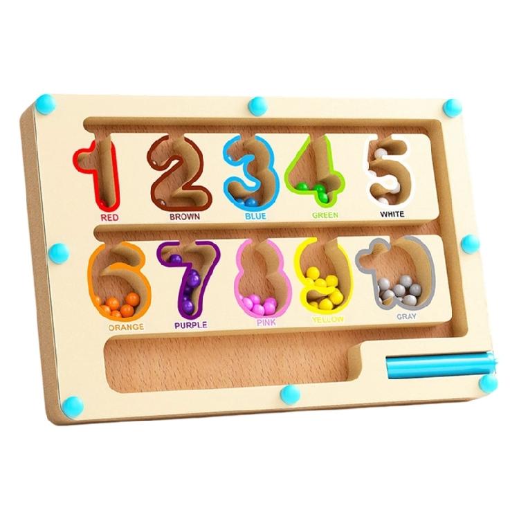 Fine Motor Skills Magnetic Maze Game Wood Number Learning Toy Tracing Number Maze Counting Board for Children Enduring