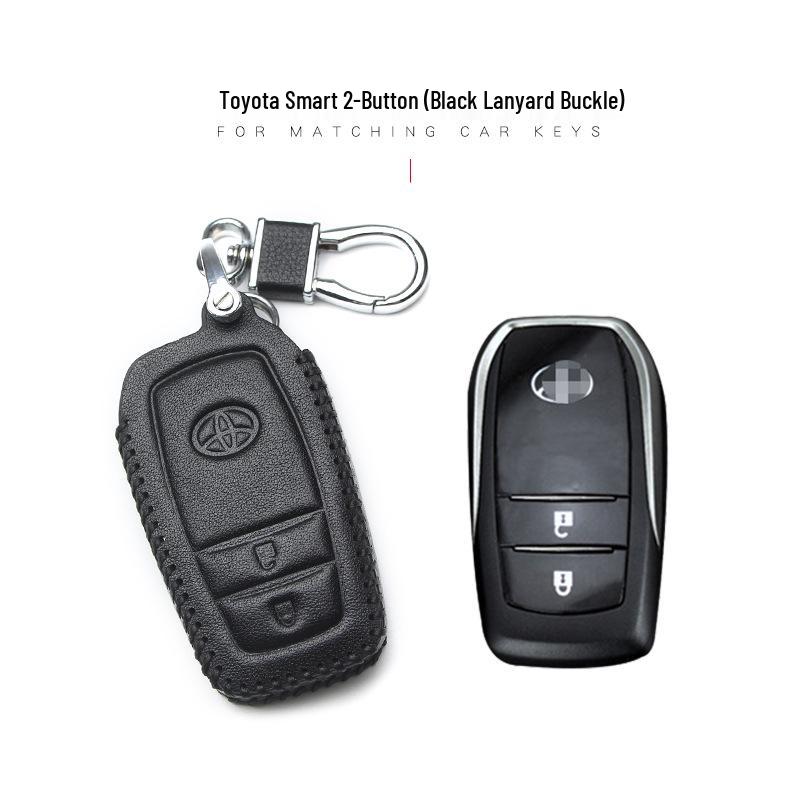 Leather Car Key Cover for 2017 Toyota Models: Corolla, Camry, Crown, Levin, Reiz, RAV4, Highlander