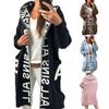 Cappotto Invernale da Donna Maglione Lungo con Cappuccio Autunno Spesso Caldo Lavorato a Maglia Lunghezza Media Ampio Chiusura con Zip Tasche Fantasia Lettere