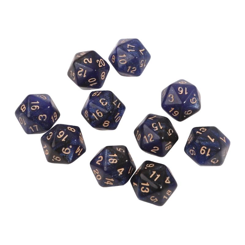 10 Pcs Polyhedral RPG Dice Acrylic 20-Sided Double-Color Game Dice for Aesthetic Conscious Tabletop Player Easy-Use 24BD