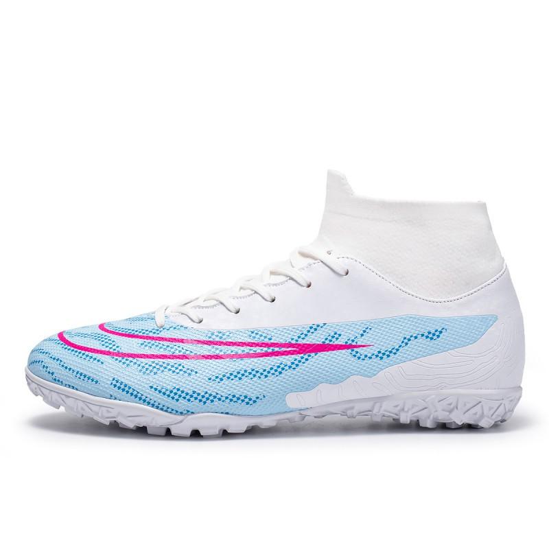 Mens Womens High-Top Football Cleats Turf Grass Fields Anti-Slip Rubber Sole Breathable Mesh Lining Synthetic Upper