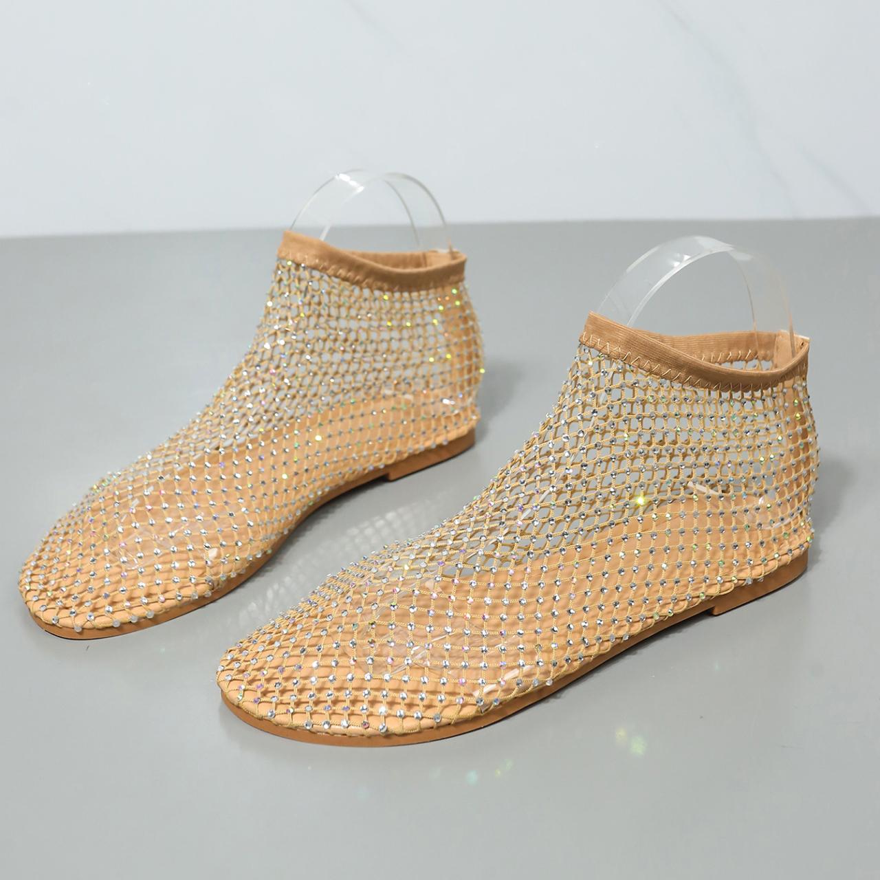

Модные женские сандалии на плоской подошве со стразами, сандалии с сетчатым принтом, обувь на плоской подошве, римские туфли на плоской подошве, женская обувь для вечеринок Zapatos Para Mujeres 41 золотой