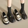Loafers Women's 2025 New Summer and Autumn Black Platform British Style Small Leather Shoes Thick Heel One Pedal Single Shoes