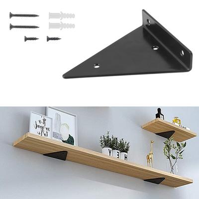 Black Shelf Bracket,Hidden Brackets for Floating Wood Shelves - Concealed Blind Shelf Support – Screws and Wall Plugs Included