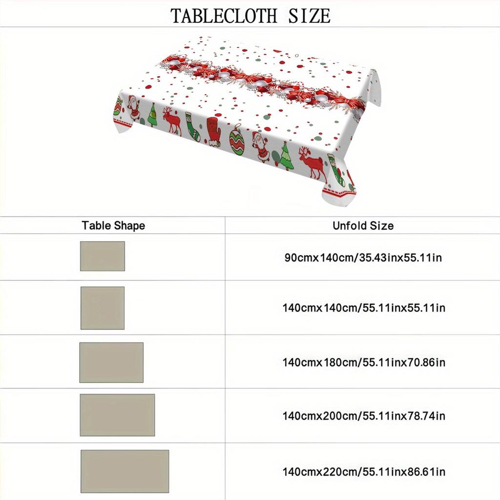 Christmas Elk Xmas Balls Bow Waterproof Tablecloth Table Decor Winter Holiday Kitchen Dining Tablecloth Christmas Decorations