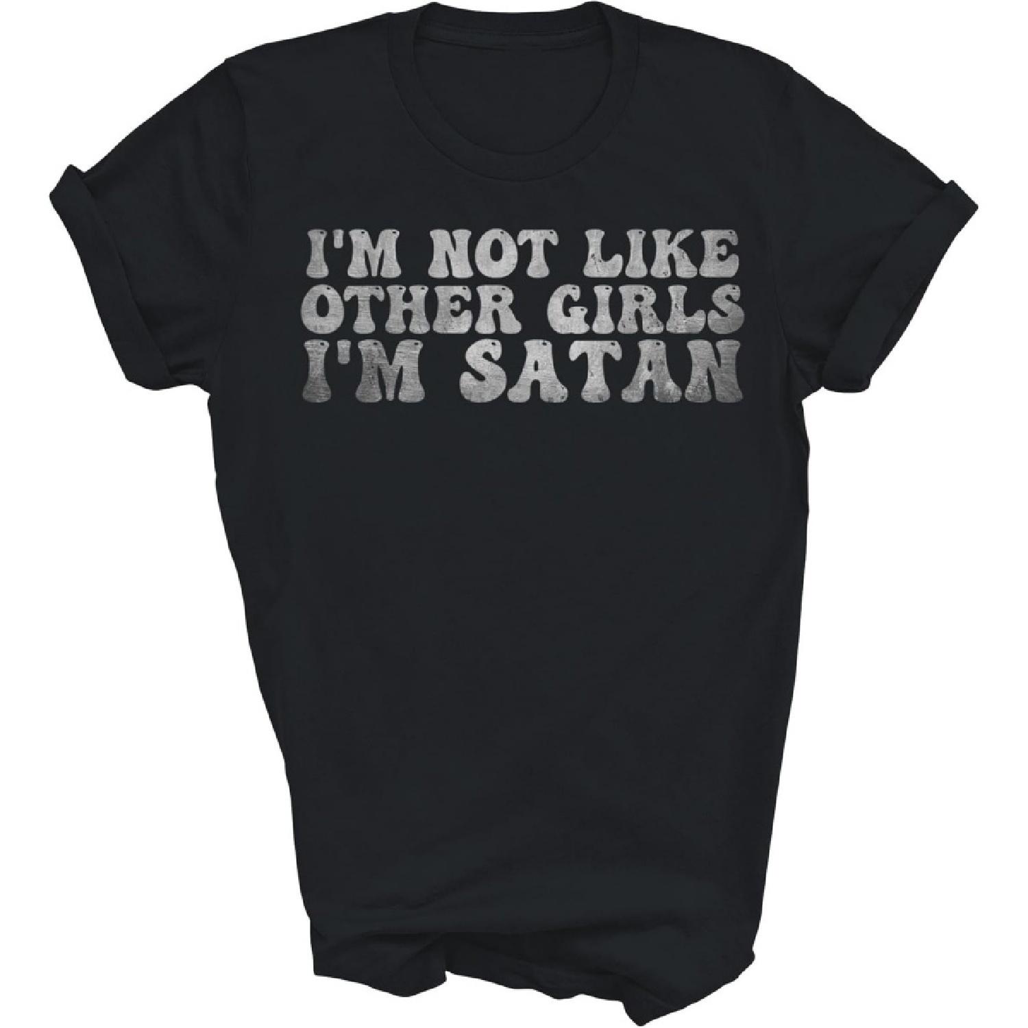 

HOGOTOCLUB Funny I m Not Like Other Girls I m Satan Unisex Shirt Gift Women Men T-Shirt (Black;2XL) XXXXXL різнокольоровий