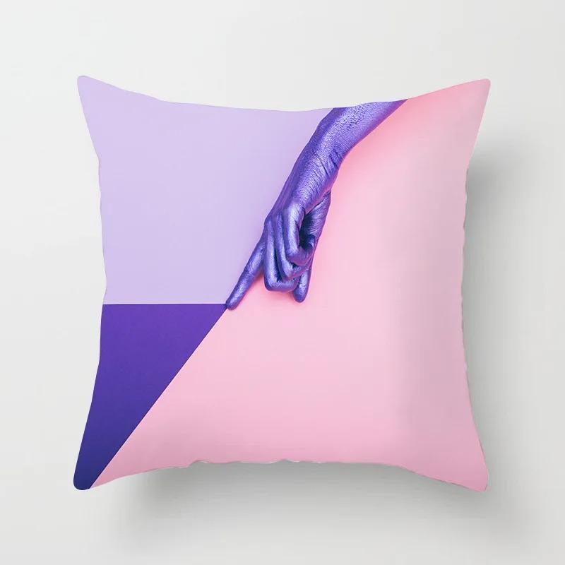 Pink Tropical Leaf Pillowcase Office Living Room Home Pillowcase Car Ornaments