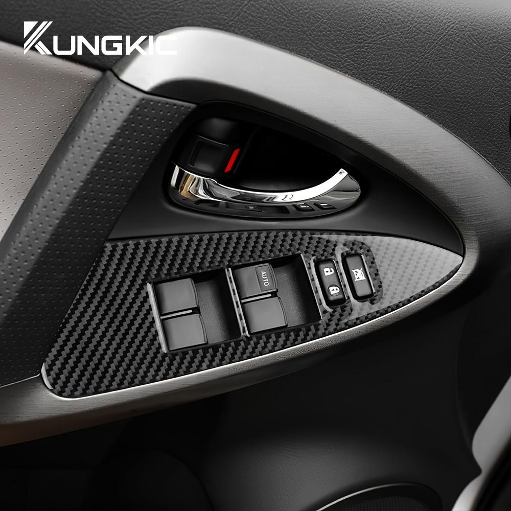 Real Soft Carbon Fiber Sticker For Toyota RAV4 2006 2007 2008 2009 2010 2011 2012 LHD RHD Car Door Window Panel Interior Trim