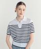 Blond Nine Cool Stripe Collared Short Sleeve Knit_White