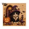 DIY Decorative Wall Hanging Halloween Cat Faux Pearl Painting Art Kit, Spooky 3D Beads Crafting Kits for Beginners Crafts, Cute Witch Gem Adults,