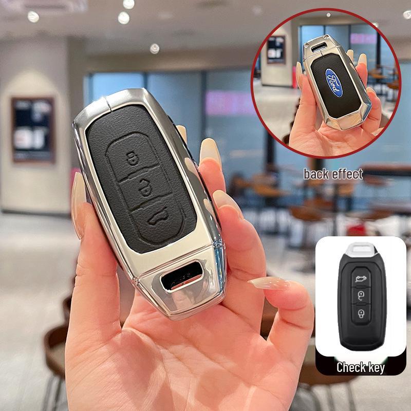 Metal Leather Key Case for 2022 Jiangling Ford Lingrui, Territory, and Transit.