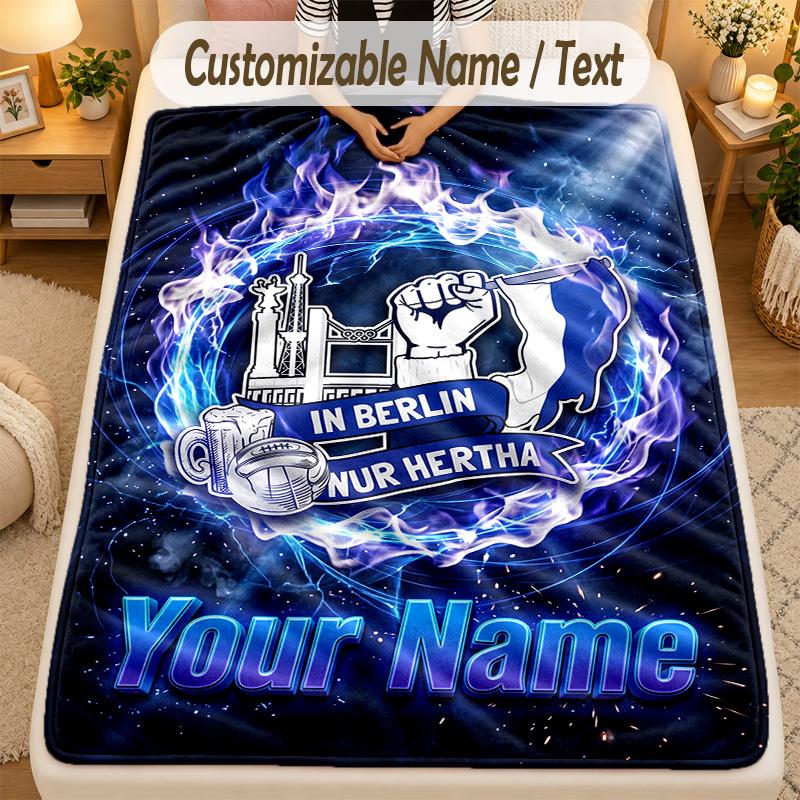 Flannel Blankethertha Bsc Custom Name Text Personalized Soft Warm Throw Blanket Home Decor Gift
