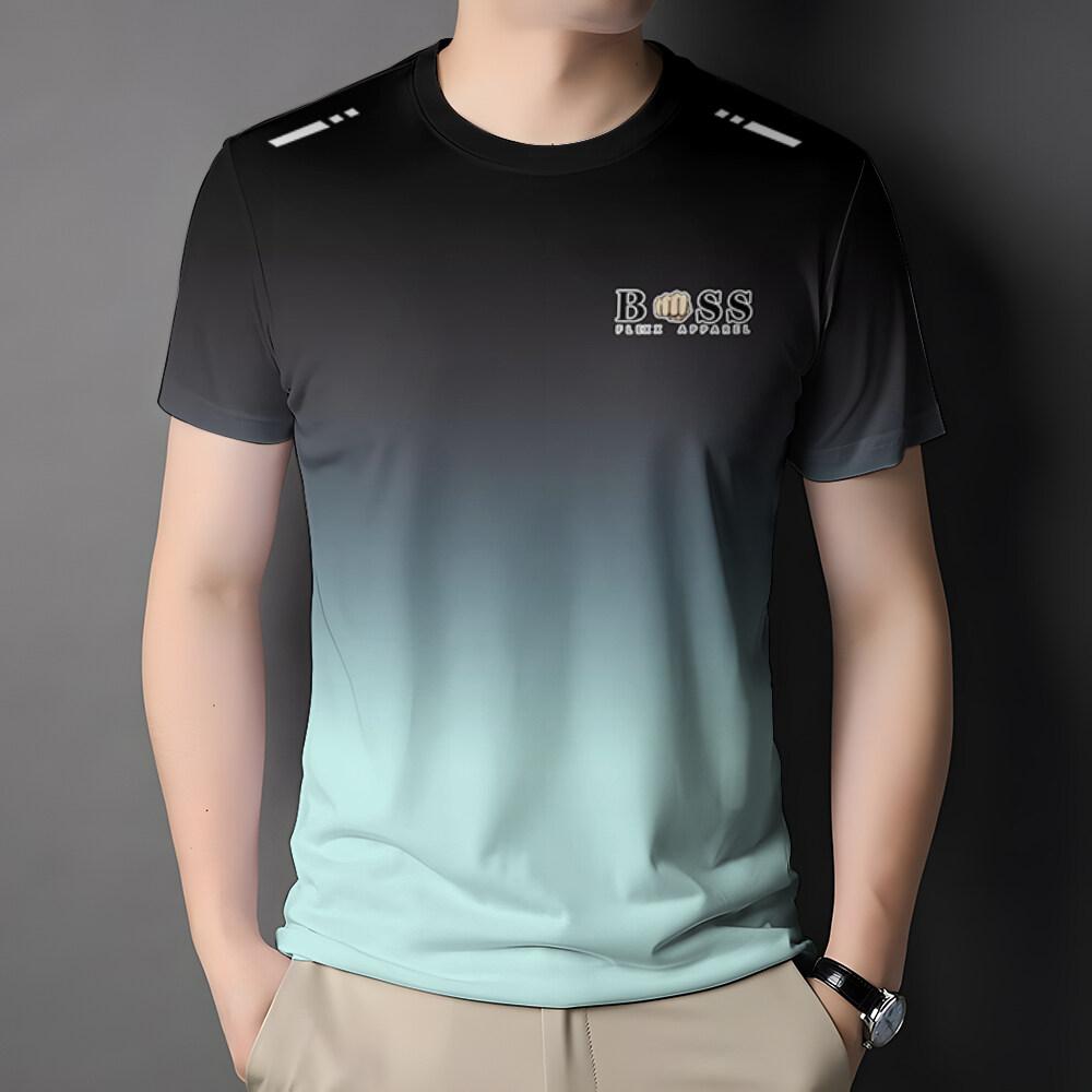 Fashionable men's T-shirt 3D printed gradient T-shirt men's casual shirt short sleeved breathable oversized T-shirt men's clothing men's T-shirt