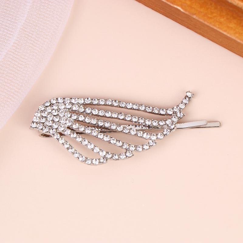 1/2Pcs Fashionable Shiny Angel Wings Hairpins Rhinestone Metal Hair Clips Women'S Hair Ornaments