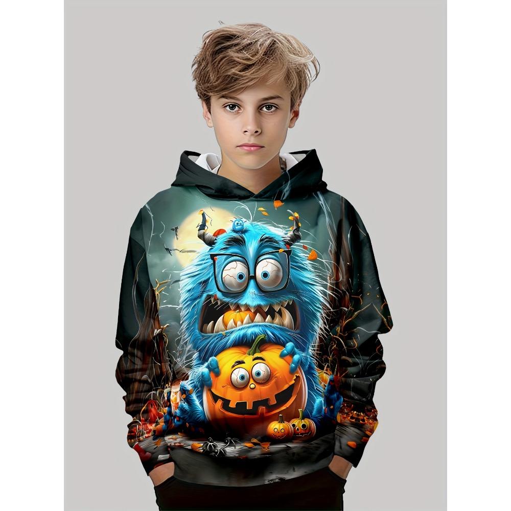 Boys' 3D Christmas Graphic Hoodie Long Sleeve Tops Casual Polyester Hoody Fall Spring Outerwear Sweatshirt Children's Clothing