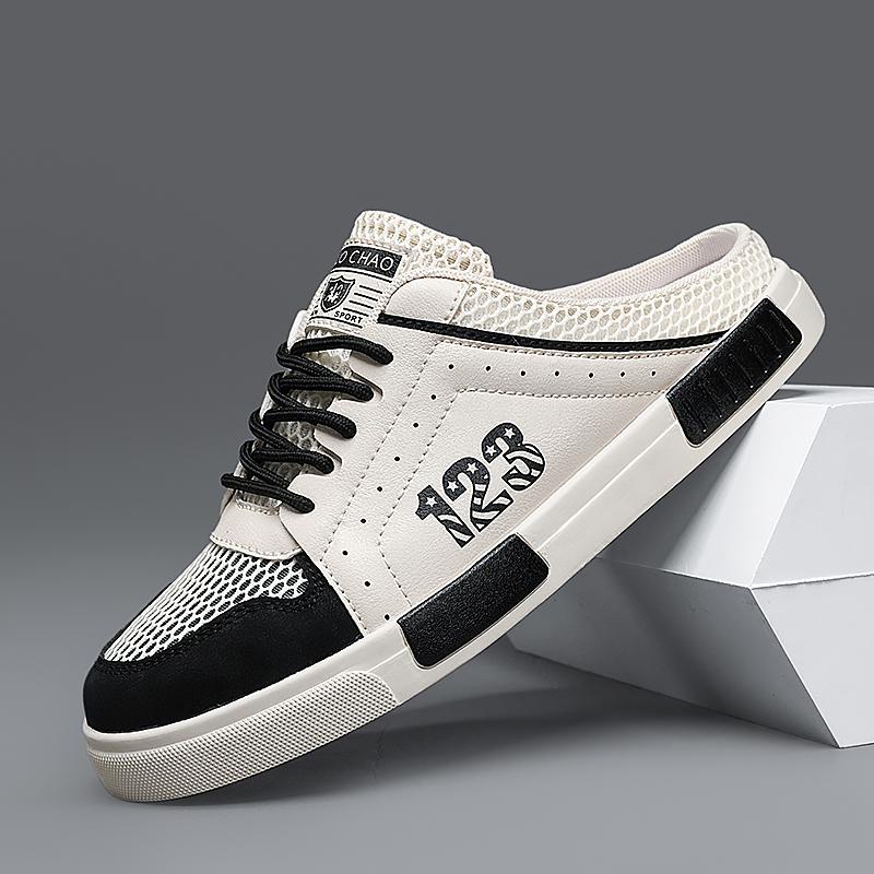 

Кожаные лоферы-шлепанцы без задника большого размера, полуботинки для мужчин, мюли, мужская повседневная обувь, уличные мужские шлепанцы, мужские балетки 39