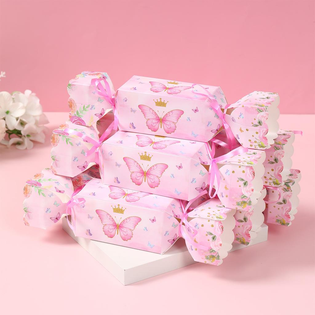 6pcs Butterfly Candy Box with Ribbon Gift Packing Box Butterfly Birthday Party Decoration Kid Baby Shower Wedding Party Supplies