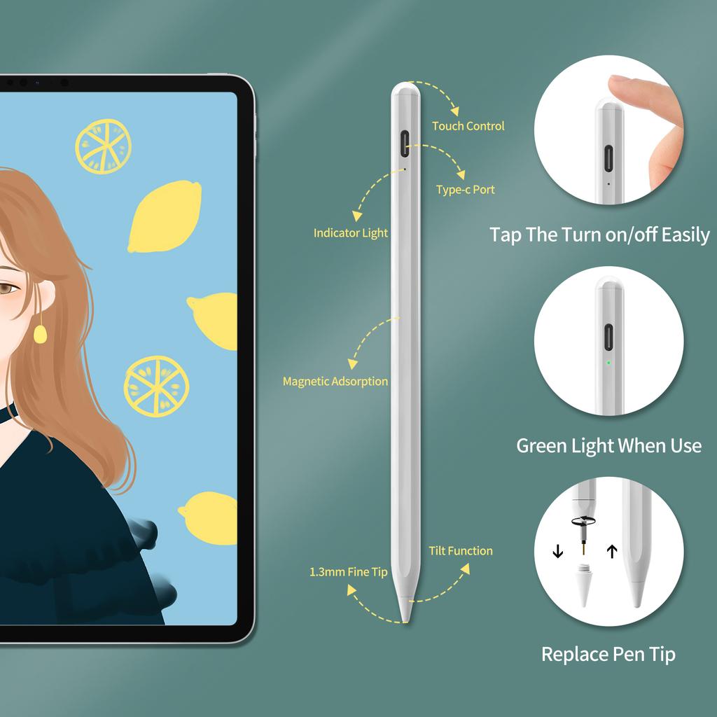 Stylet Actif pour iPad avec Rejet de la Paume Stylo Tactile Actif pour Apple