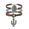 Ethnic Style Retro Imitation Turquoise Cactus Tag Bracelet Set Personalized Multi-Element Beaded Jewelry