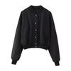 Women's Faux Suede Button Jacket Oversized Gathered Hem Short Length Coat Casual Vintage Outerwear With Pockets