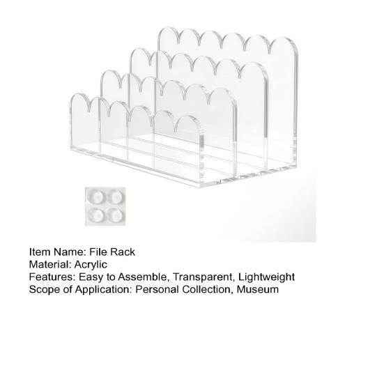 Acrylic 3-Slot Mail Organizer Desktop Clear File Classifier with Scalloped Design Vertical File Holder Desk Organizer