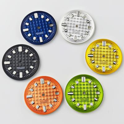Novo mostrador de 30mm sem logo, quadrado pequeno e fresco, mostrador com lume verde, compatível com movimento japonês NH34 NH35 NH36, acessórios para relógio