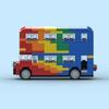 Non-Toxic Moc Rainbow Double-Decker Bus Building Blocks Educational Assembly Model For Kids Perfect Holiday Gift Fosters Creativity