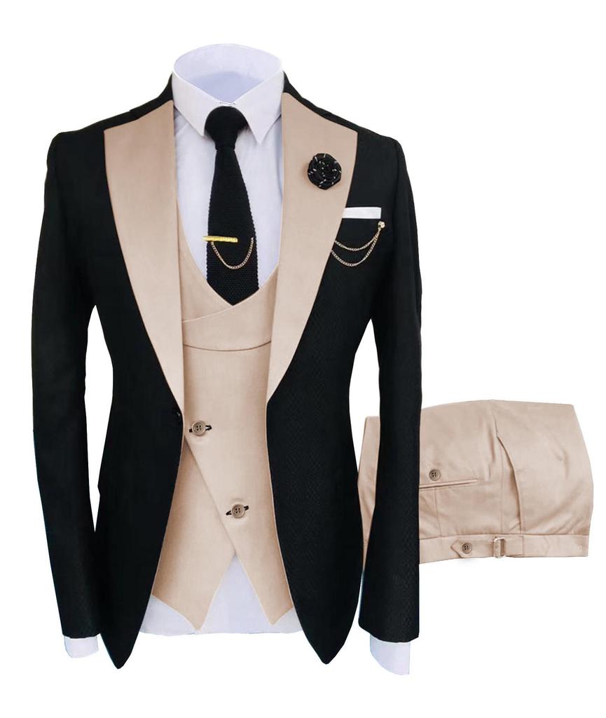 Men's Slim Fit Wedding & Business Tuxedo Suit Set with Vest & Pants
