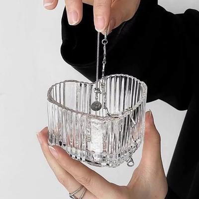 Decor Bowknot Jewelry Storage Box Crystal Glass Heart-Shaped Glass Jewelry Holder with Lid Transparent Earrings Gift Boxes
