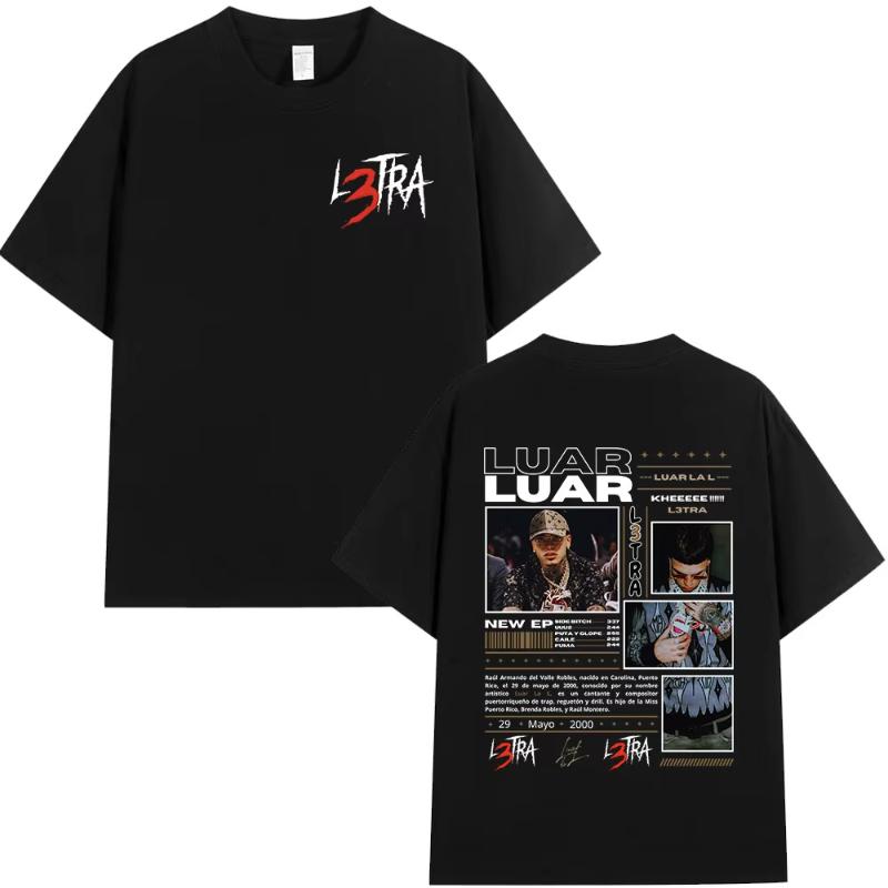 Rapper Luar La L Music Album L3TRA T Shirts Unisex Women Hip Hop Fashion Short Sleeve Tshirts Vintage Oversized Streetwear Tshirt
