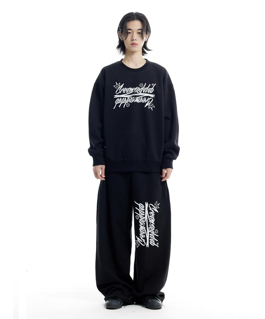 CREAM SODA LAB Crsdel Lettering Wide Elastic Pants