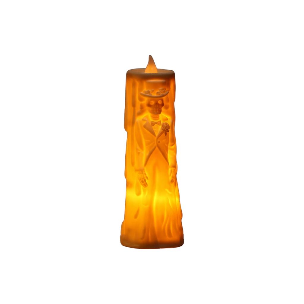 LED Ghost Candle Light Skeleton Bridegroom Electronic Candle Halloween Decorative Prop for Indoor Outdoor Use