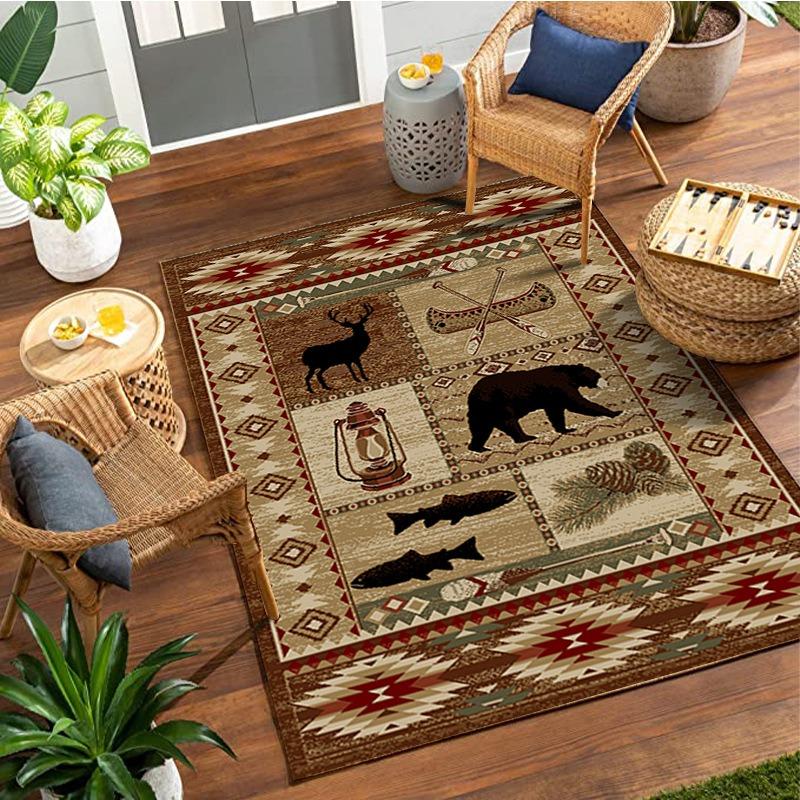 Vintage American Country Carpet for Home Bedroom Floor Decor Large Size Mat Non-slip Coffee Table Area Soft Rug Bathroom Doormat
