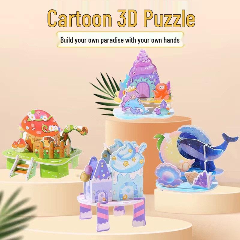 

3D Пазли-Будиночки для Хлопчиків та Дівчаток – DIY Рукодільні Іграшки та Призи для Учнів Початкових Класів