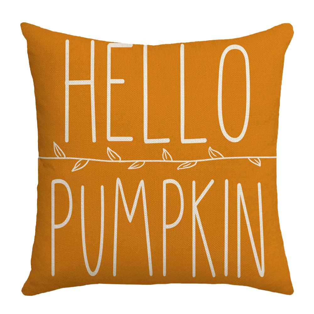 New Thanksgiving Harvest Pillow Autumn Pumpkin Orange Print Farm Decoration Sofa Pillow Cover