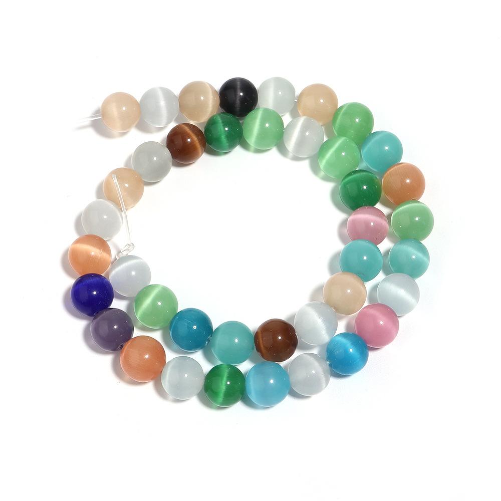 Colorful Blending Opal Round Loose Stone Beads for Jewelry Making DIY Charm Bracelet 15'' Strand 4/6/8/10/12mm