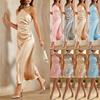 European and American Summer Temperament Elegant Slanted Shoulder Backless Waist Evening Dress Medium and Long Dress Women