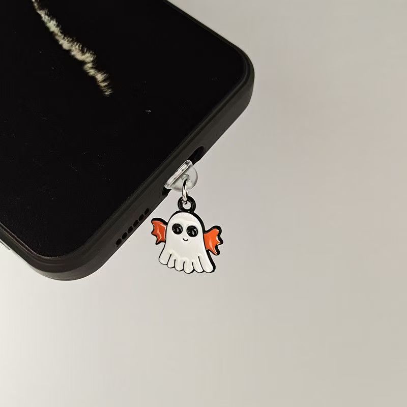 1 Piece of Cute and Quirky Pumpkin Ghost Skull Pendant Phone Dust Plug, Phone Accessory Decoration, Suitable for IPhone and Type-C