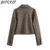 BITCED Spring/Autumn Women's Streetwear Casual Tweed Shirt Wool Coat Top