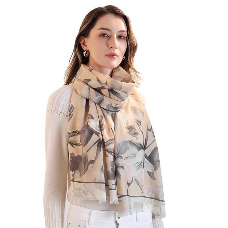 Winter Wool Scarf Women's Long Thermal Scarf Shawl Dual-purpose