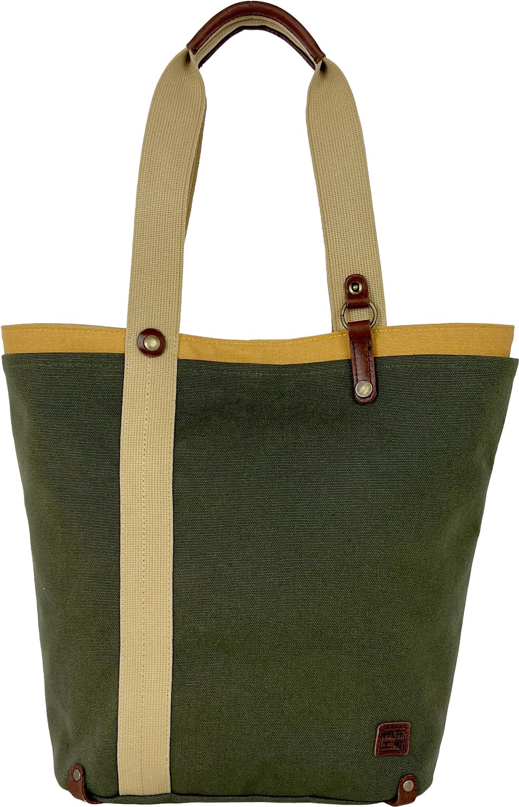 

[Hanpu Kobo] Canvas Tote Bag, Made in Japan, Multifunctional, Double-Layered, with Plenty of Pockets, Perfect for Shopping, 3J40-00, Khaki