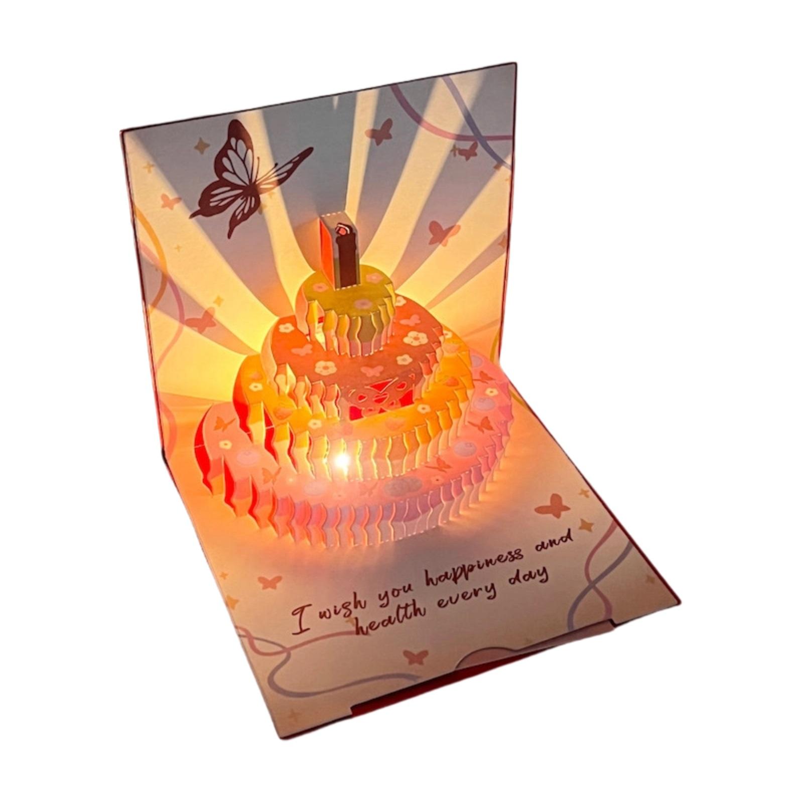 

Musical Light-Up Birthday Card With Cartoon Design & Glitter - 3D -Up Greeting Card, Creative Gift For Her/Him, Celebration One Size