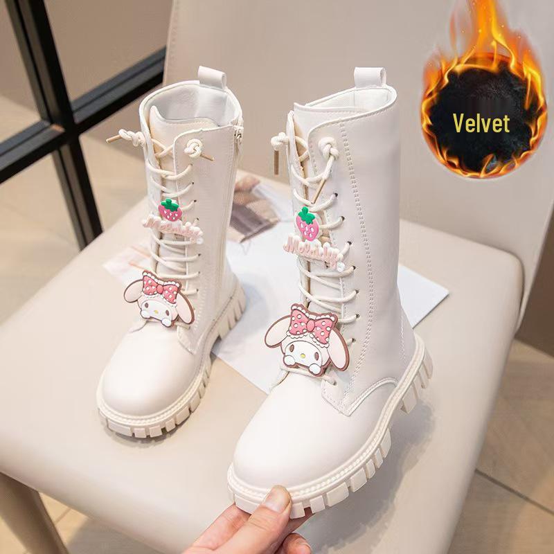Girls' Leather Martin Boots: Cute Buckle High Boots for Autumn/Winter 2025