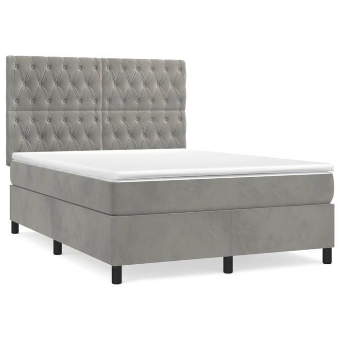 Maison Exclusive - Sommier à lattes de lit et matelas Gris clair 140x200cm Velours