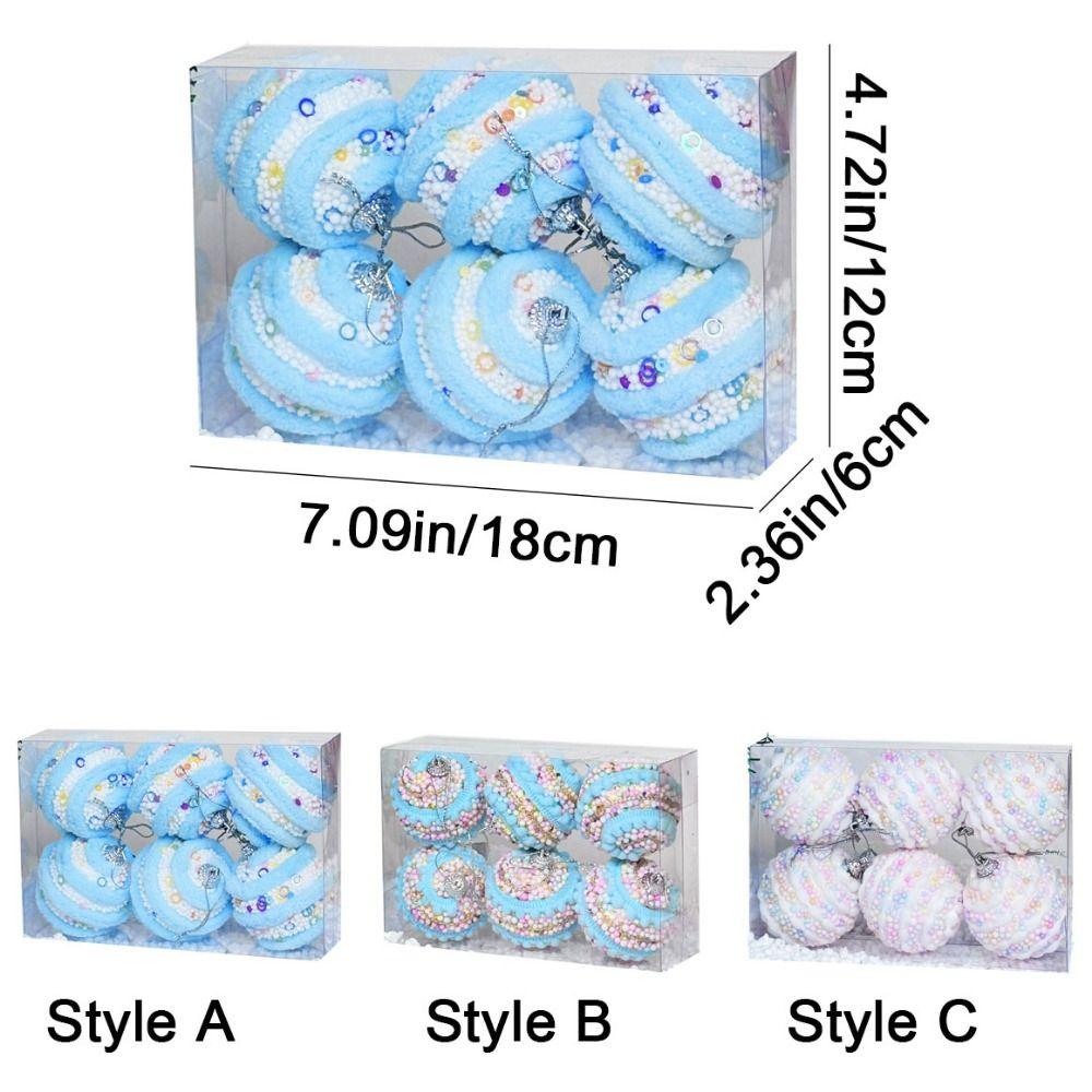 6Pcs Colorful Foam Christmas Balls Reusable Macaron Color Hanging Balls  Party