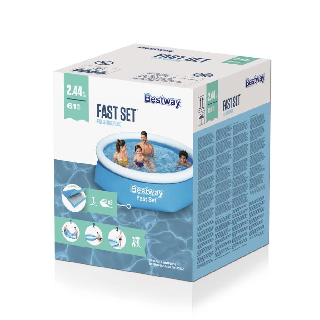 Bestway FastSet Pool, 244cm X 61cm Round Inflatable Pool, 57448
