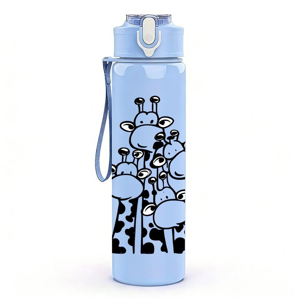 1PC Simple Clown Figure Print 750ml Color Plastic Sports Water Bottle Leakproof Flip Straw Lid Suitable for Sports Office Home Use