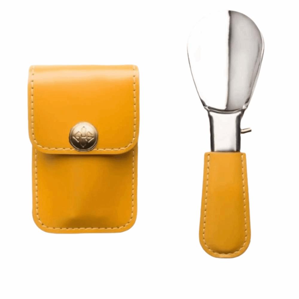 Leather Bag Elderly Person Folding Shoehorn PU Handle Portable Shoe Lifter Tool Office